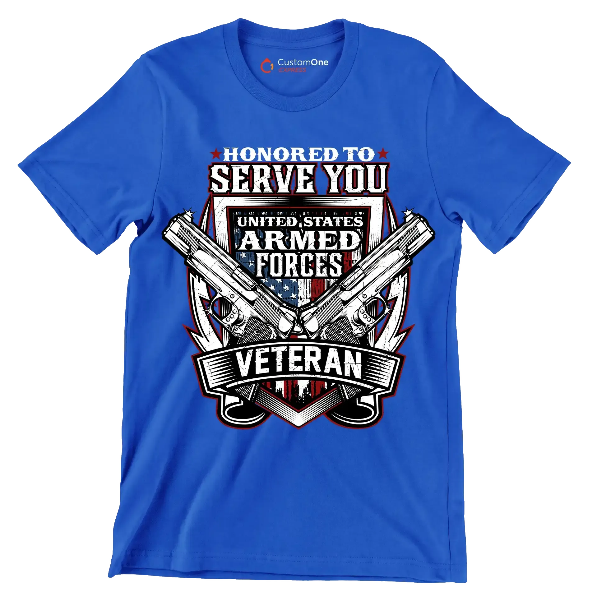 Honored to serve you united states armed forces veteran - Veterans Themed T-Shirt-Blue-S-Custom One Express