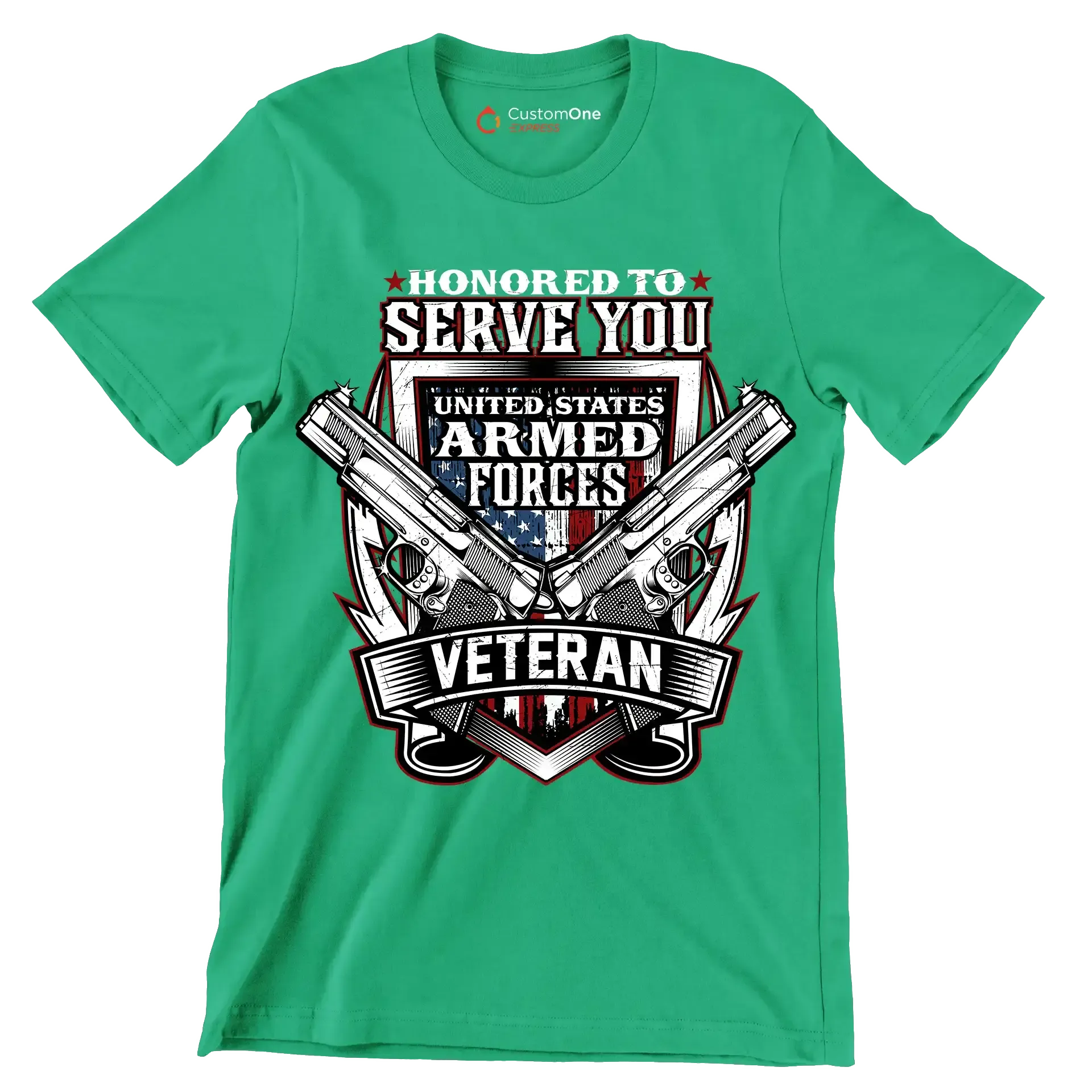 Honored to serve you united states armed forces veteran - Veterans Themed T-Shirt-Green-S-Custom One Express