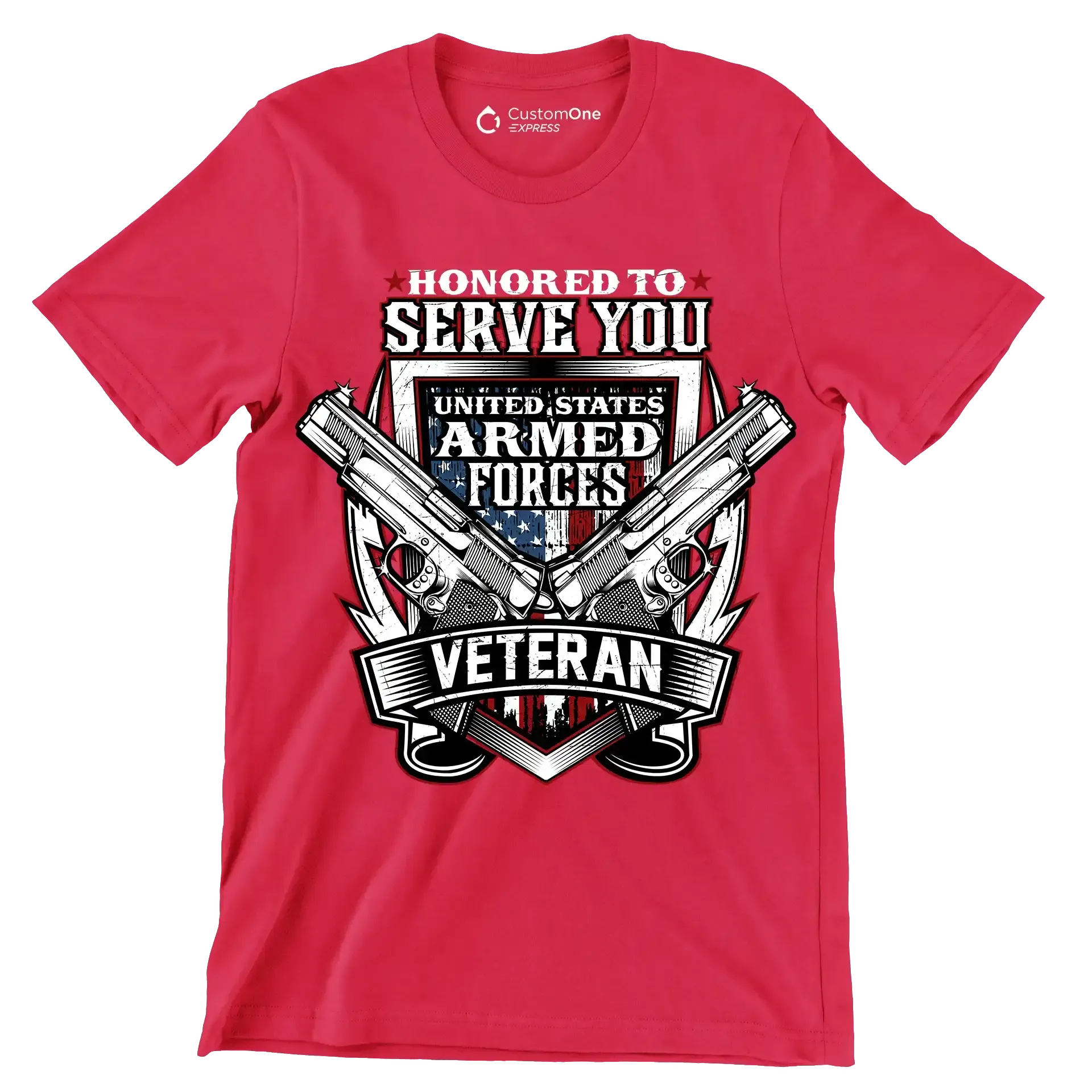 Honored to serve you united states armed forces veteran - Veterans Themed T-Shirt-Red-S-Custom One Express