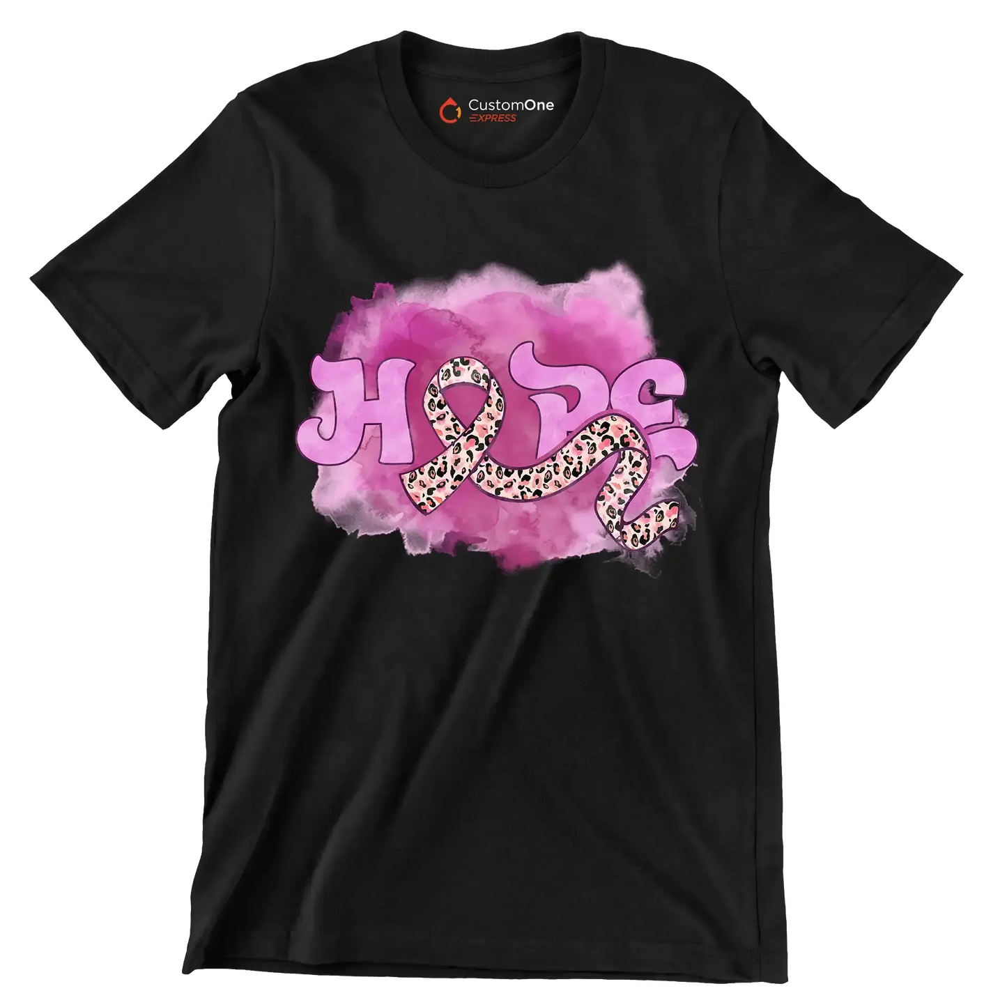 Hope - Breast Cancer Awareness T-Shirt-Black-S-Custom One Express