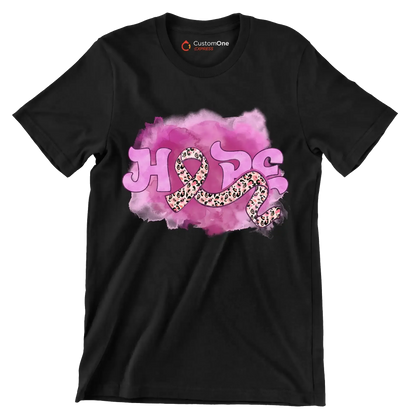Hope - Breast Cancer Awareness T-Shirt-Black-S-Custom One Express
