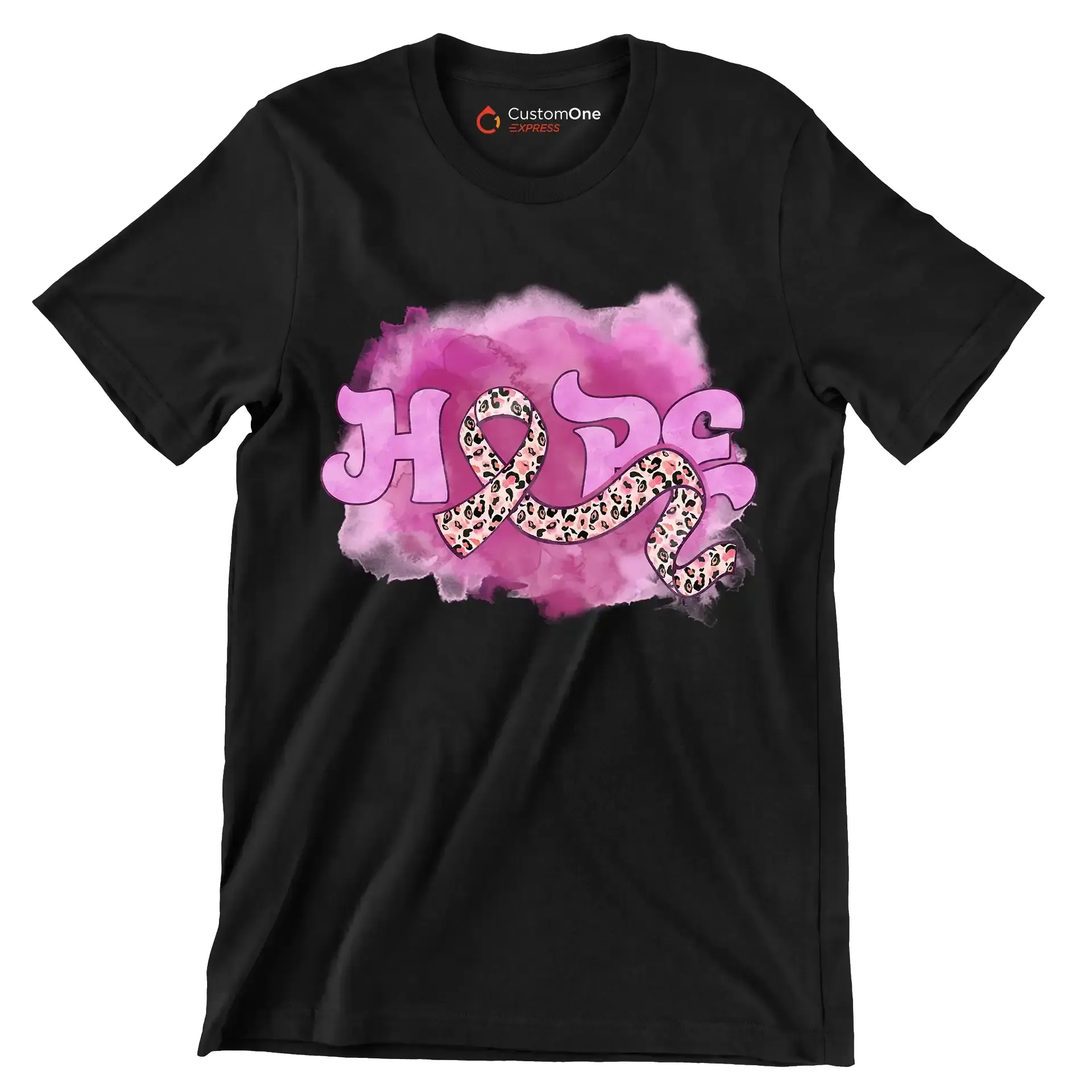 Hope - Breast Cancer Awareness T-Shirt-Black-S-Custom One Express