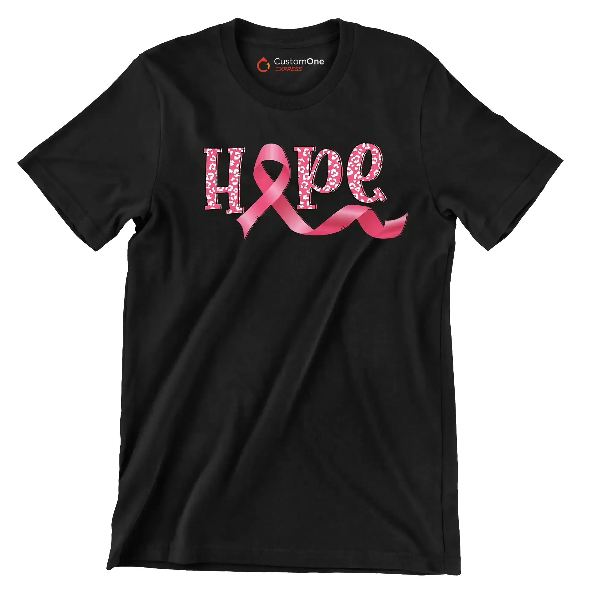 Hope - Breast Cancer Awareness T-Shirt-Black-S-Custom One Express