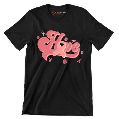 Hope - Breast Cancer Awareness T-Shirt-Black-S-Custom One Express