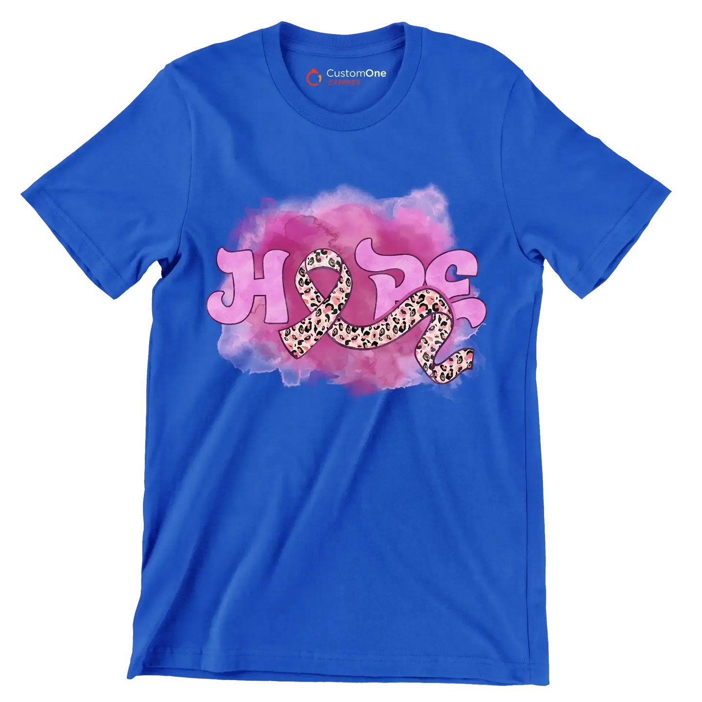Hope - Breast Cancer Awareness T-Shirt-Blue-S-Custom One Express