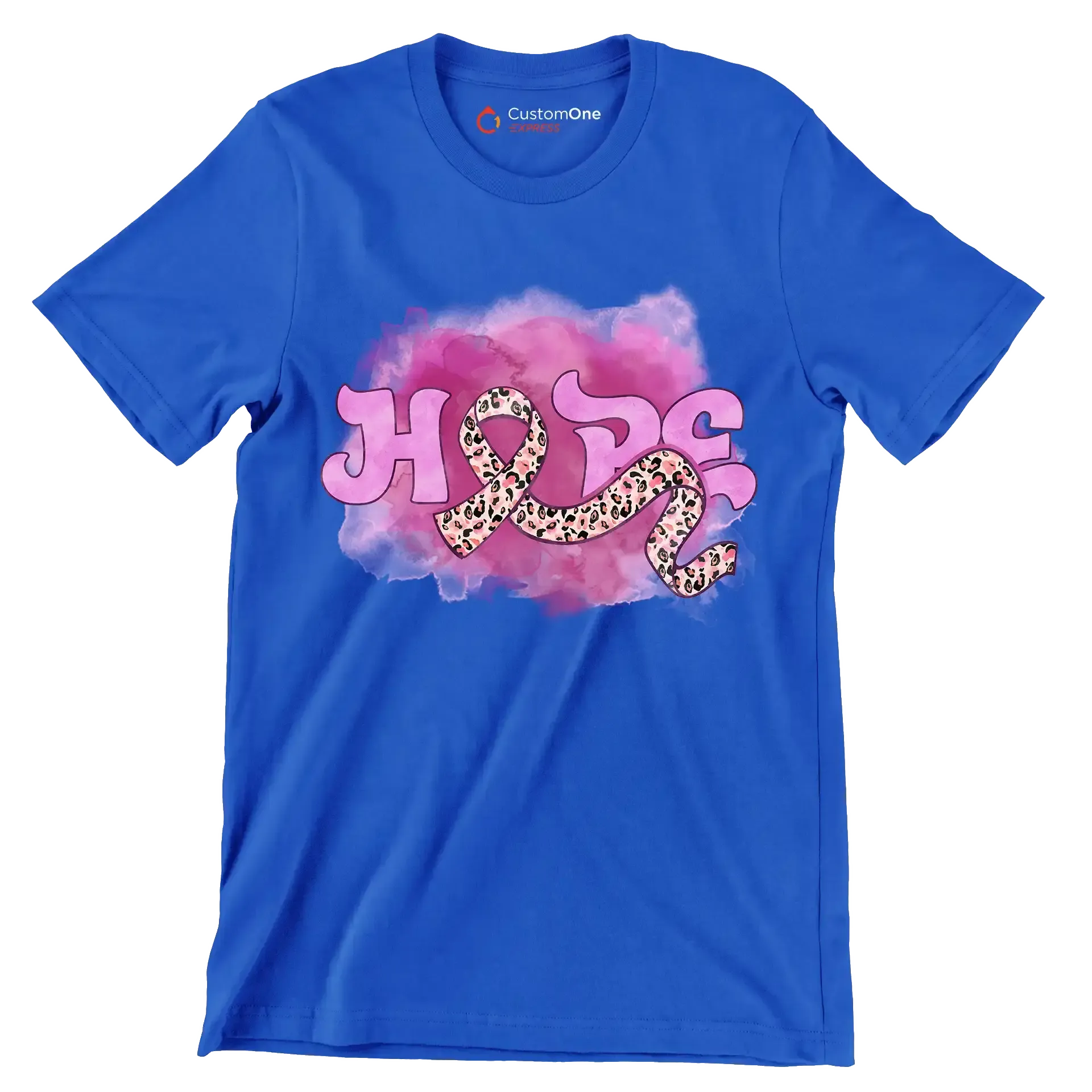 Hope - Breast Cancer Awareness T-Shirt-Blue-S-Custom One Express