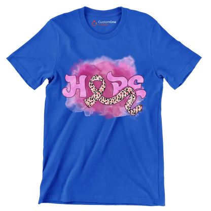 Hope - Breast Cancer Awareness T-Shirt-Blue-S-Custom One Express