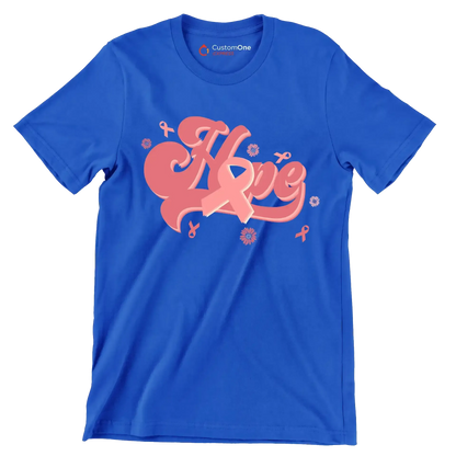 Hope - Breast Cancer Awareness T-Shirt-Blue-S-Custom One Express