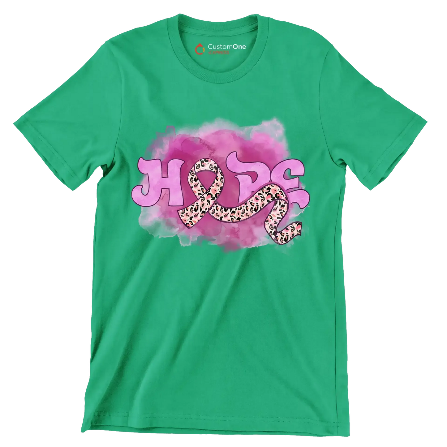 Hope - Breast Cancer Awareness T-Shirt-Green-S-Custom One Express