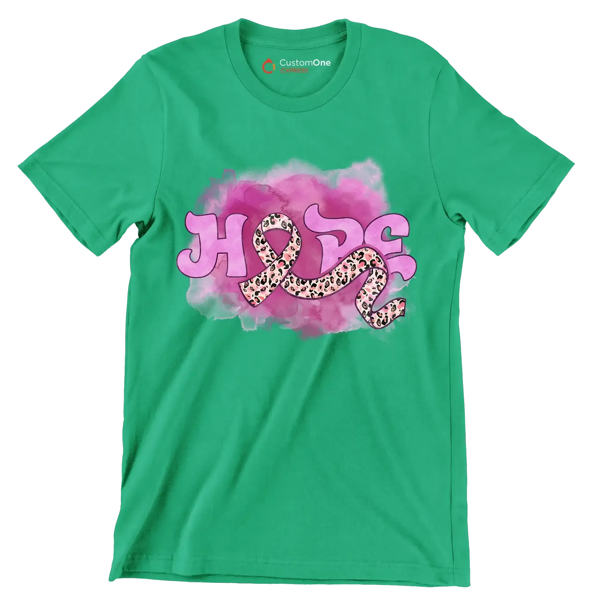 Hope - Breast Cancer Awareness T-Shirt-Green-S-Custom One Express