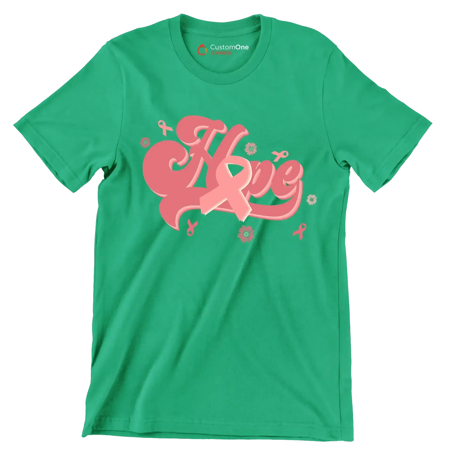 Hope - Breast Cancer Awareness T-Shirt-Green-S-Custom One Express