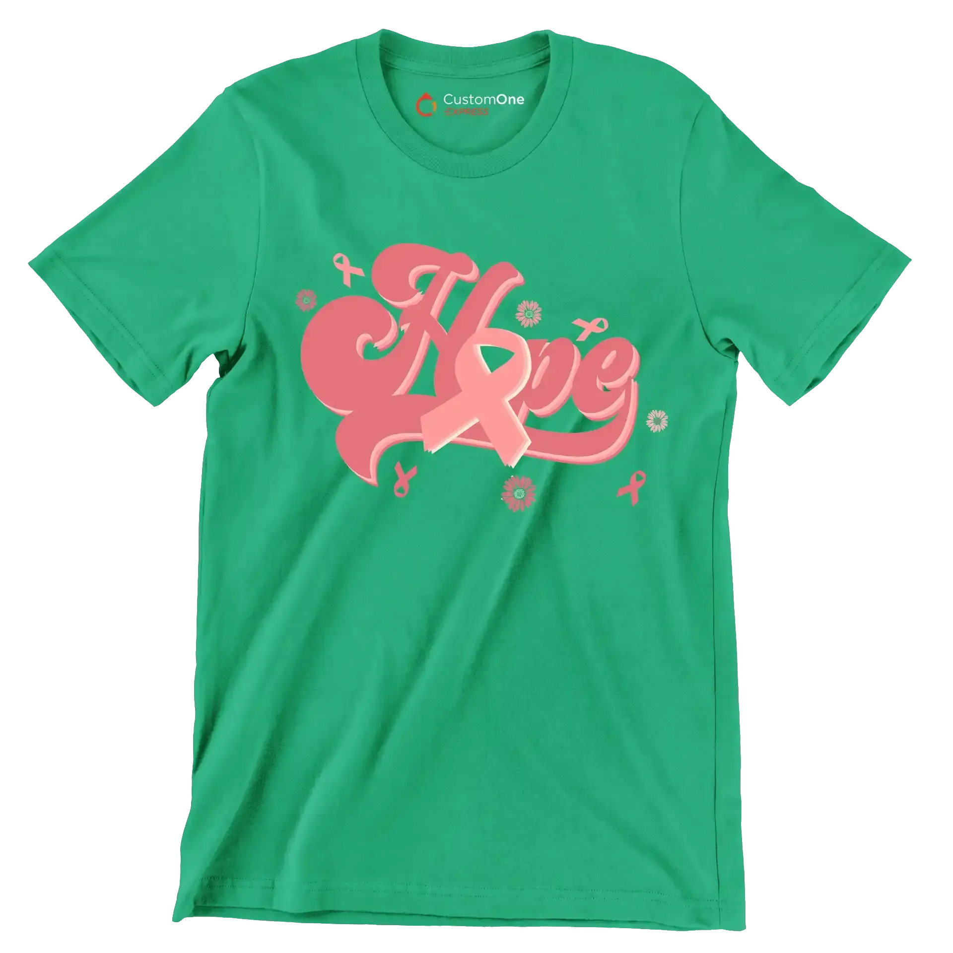 Hope - Breast Cancer Awareness T-Shirt-Green-S-Custom One Express
