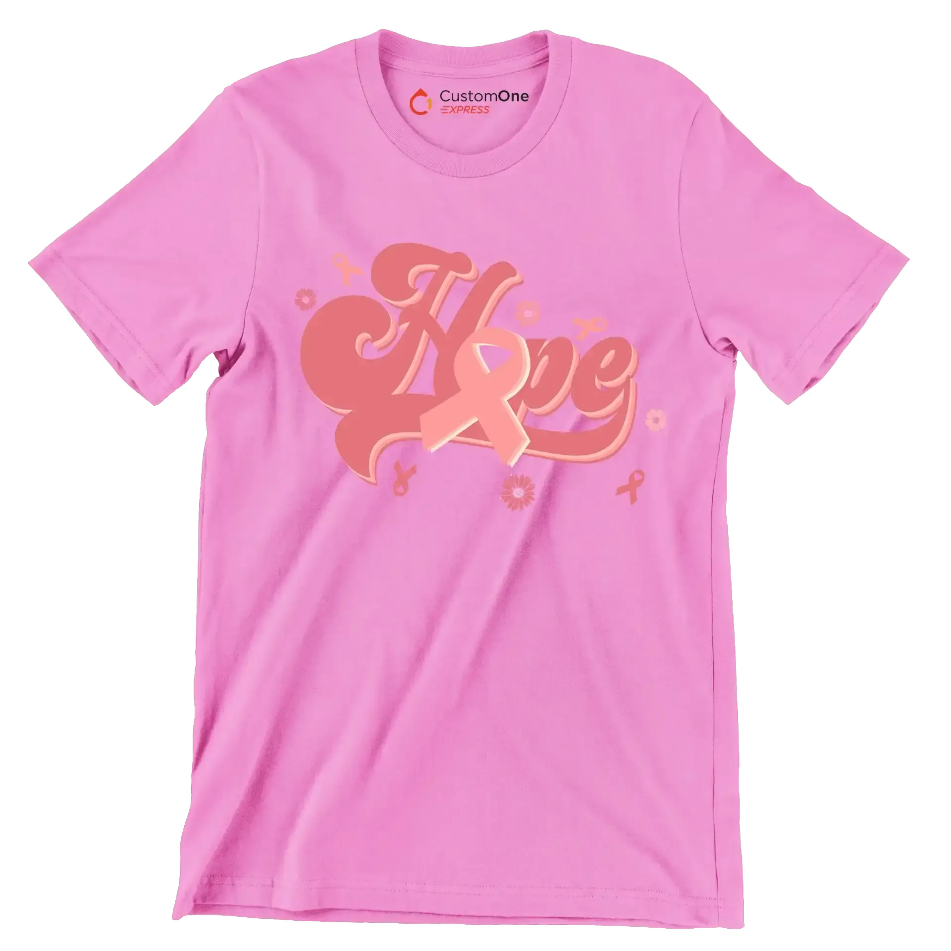 Hope - Breast Cancer Awareness T-Shirt-Pink-S-Custom One Express