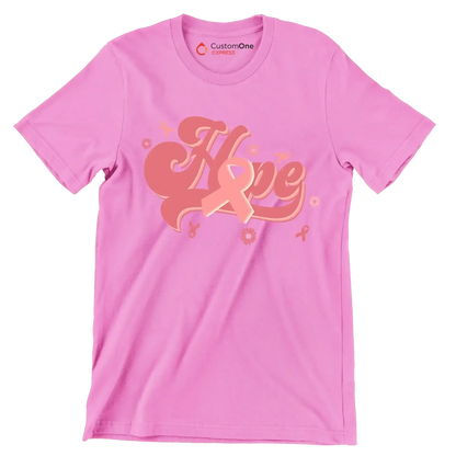Hope - Breast Cancer Awareness T-Shirt-Pink-S-Custom One Express