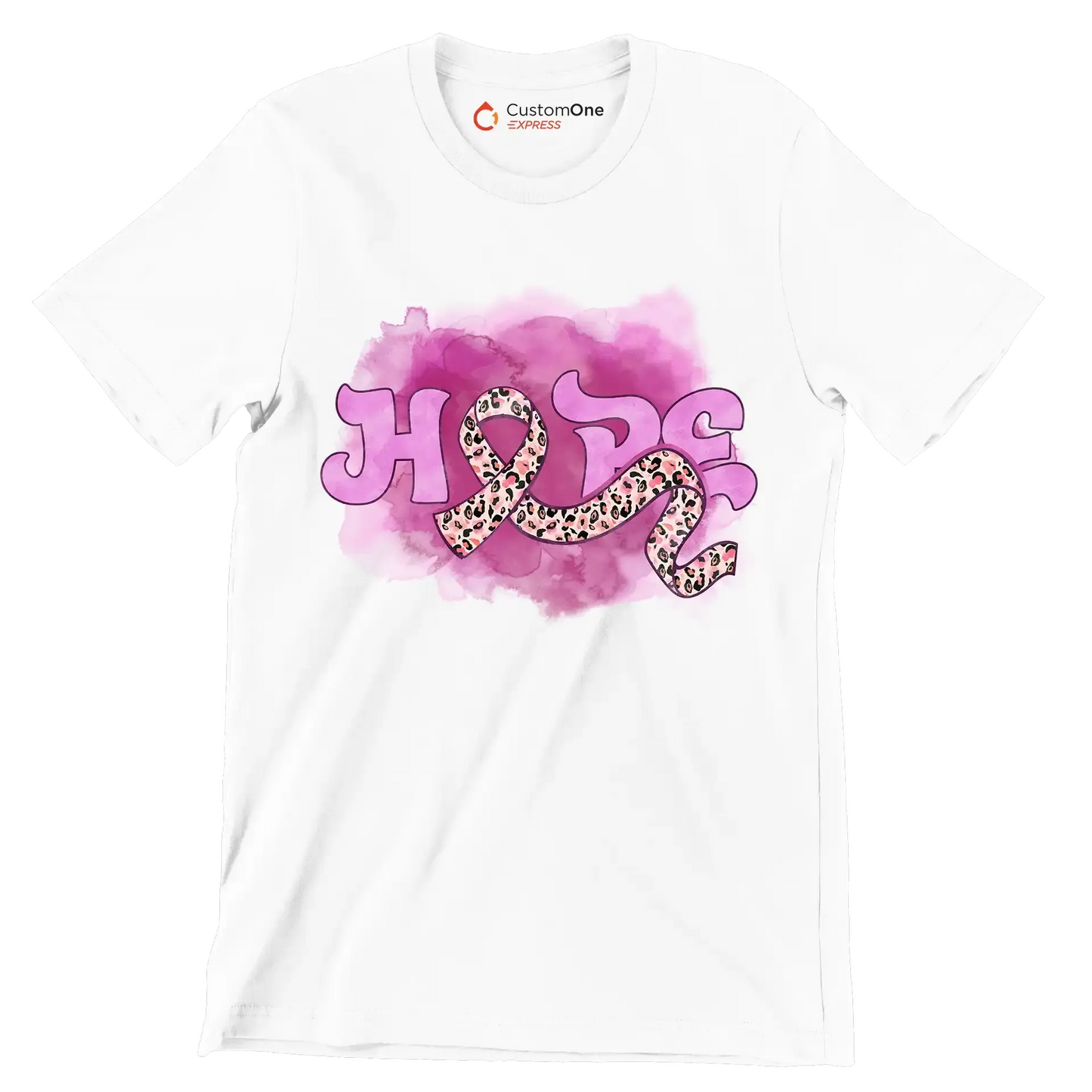 Hope - Breast Cancer Awareness T-Shirt-White-S-Custom One Express