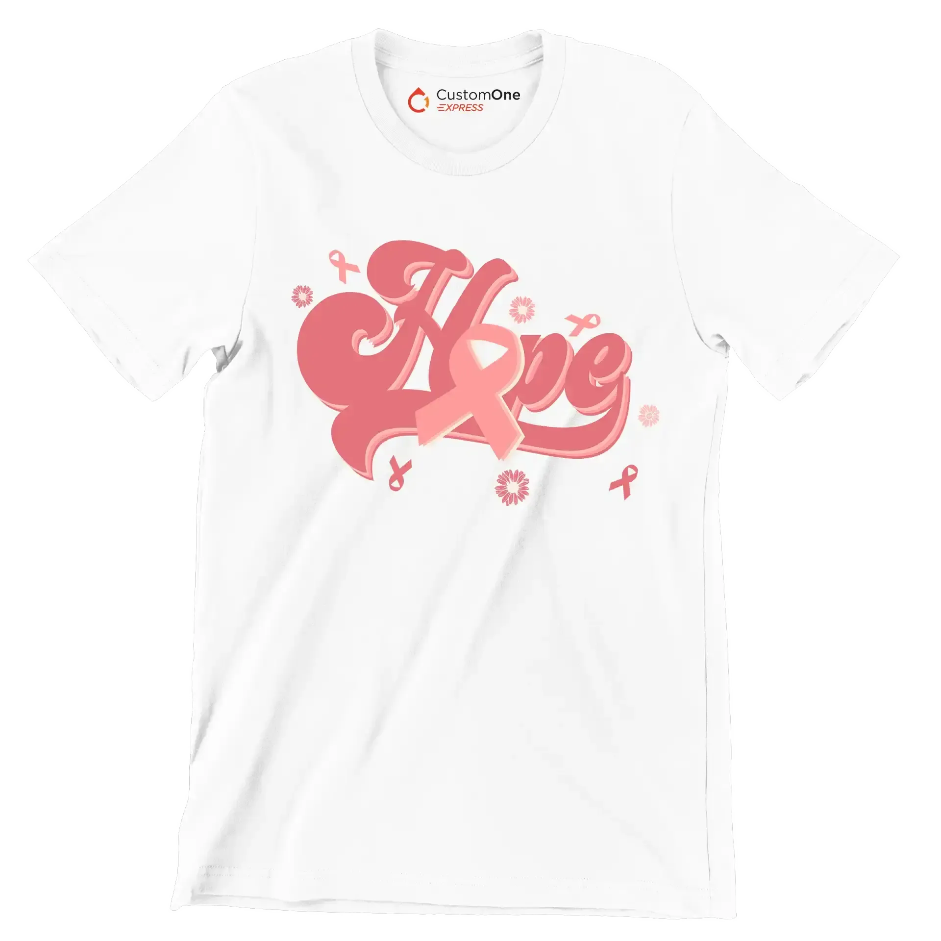 Hope - Breast Cancer Awareness T-Shirt-White-S-Custom One Express