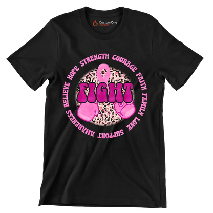 Hope strength courage faith family love support awareness believe fight - Breast Cancer Awareness T-Shirt-Black-S-Custom One Express