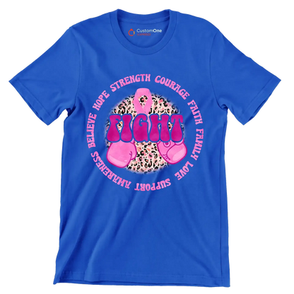 Hope strength courage faith family love support awareness believe fight - Breast Cancer Awareness T-Shirt-Blue-S-Custom One Express