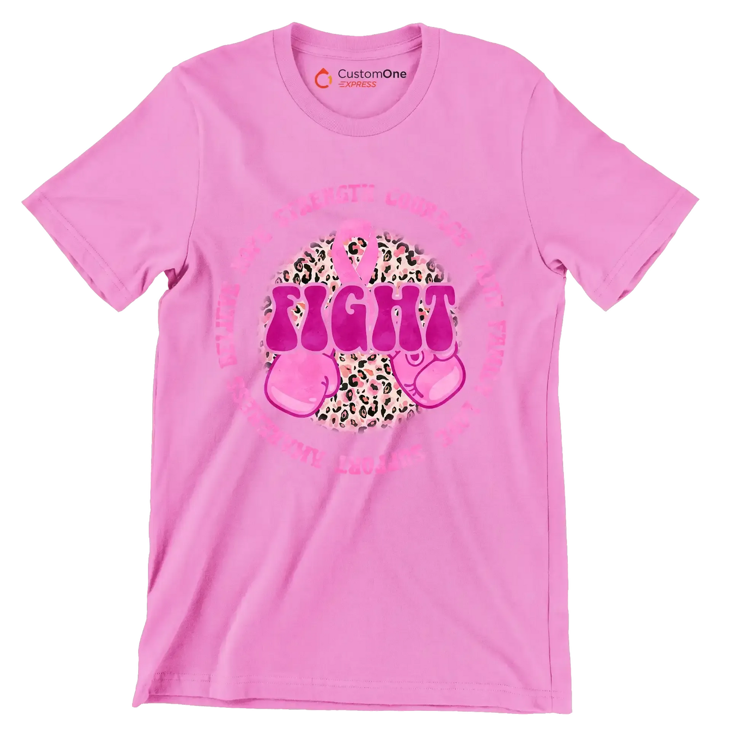 Hope strength courage faith family love support awareness believe fight - Breast Cancer Awareness T-Shirt-Pink-S-Custom One Express