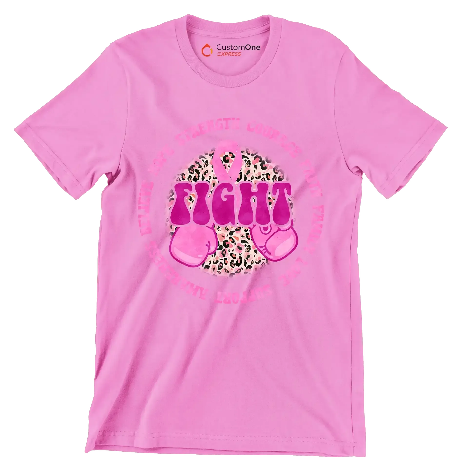 Hope strength courage faith family love support awareness believe fight - Breast Cancer Awareness T-Shirt-Pink-S-Custom One Express