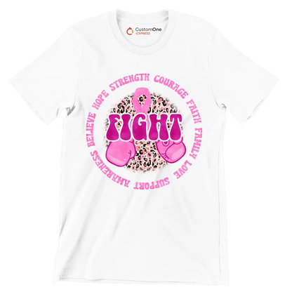 Hope strength courage faith family love support awareness believe fight - Breast Cancer Awareness T-Shirt-White-S-Custom One Express