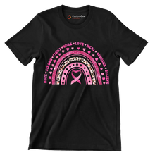 Hope strong fight cure love heal conquer believe - Breast Cancer Awareness T-Shirt-Black-S-Custom One Express