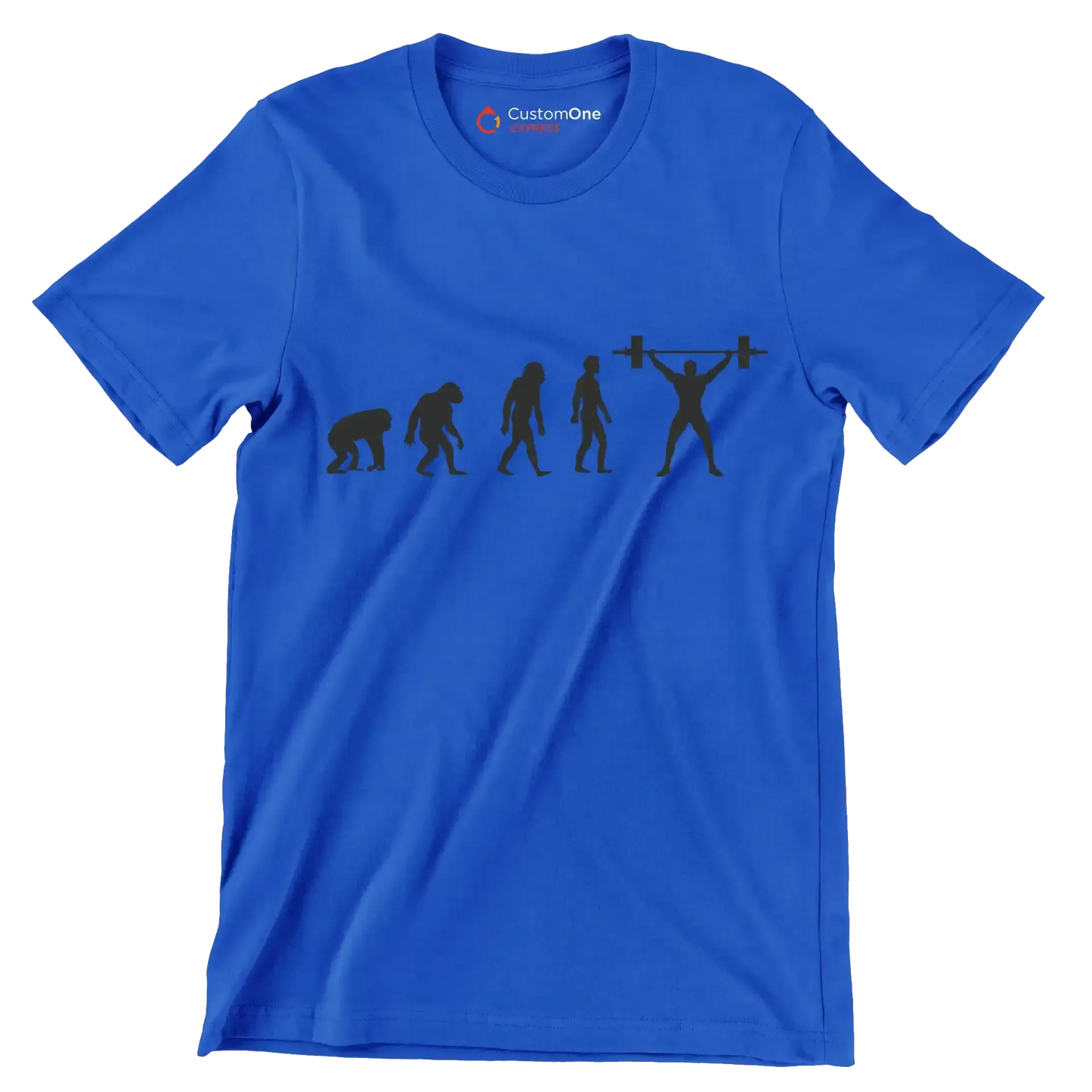 Human Evolution - Gym Themed T-Shirt-Blue-S-Custom One Express