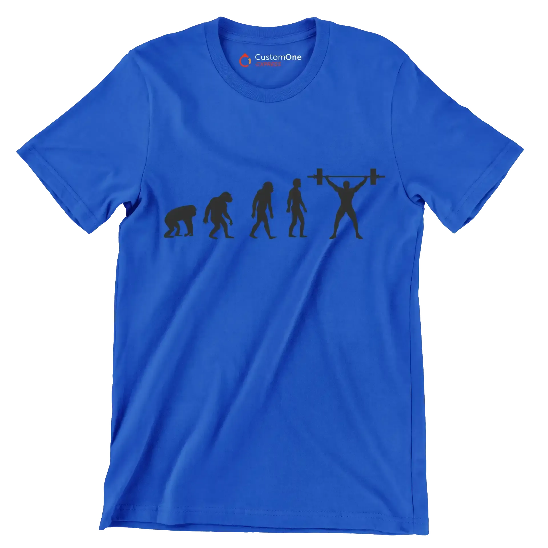 Human Evolution - Gym Themed T-Shirt-Blue-S-Custom One Express