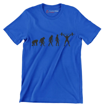 Human Evolution - Gym Themed T-Shirt-Blue-S-Custom One Express