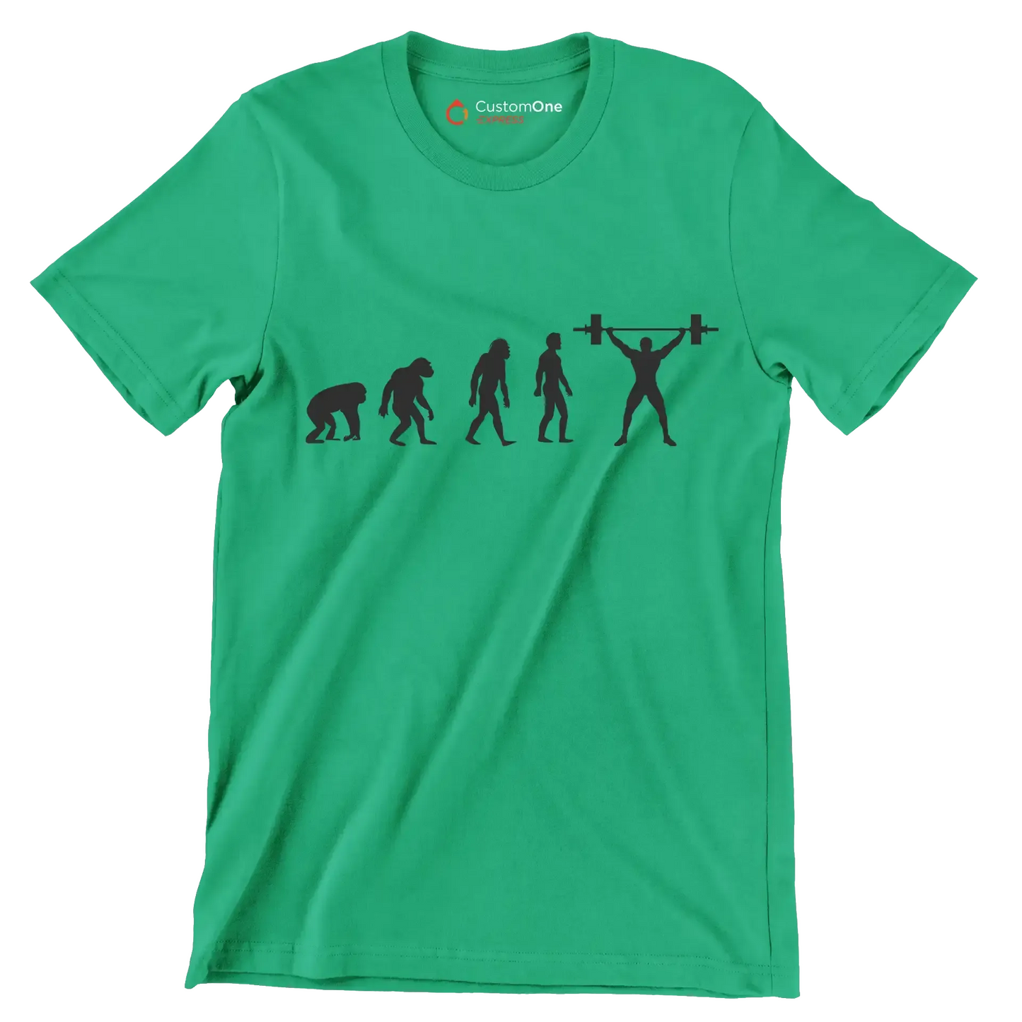 Human Evolution - Gym Themed T-Shirt-Green-S-Custom One Express