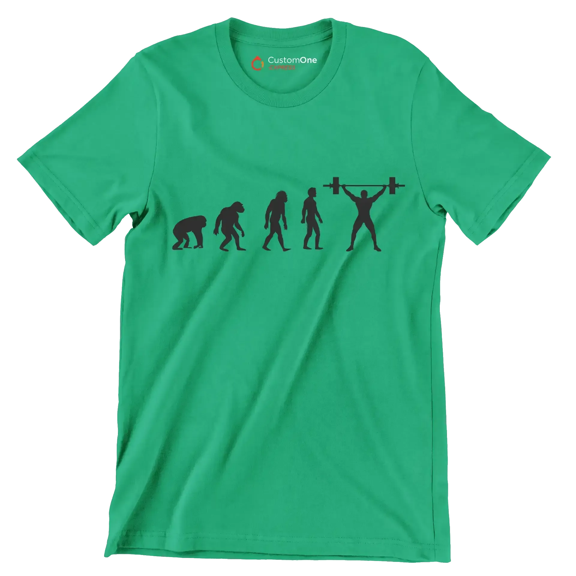 Human Evolution - Gym Themed T-Shirt-Green-S-Custom One Express