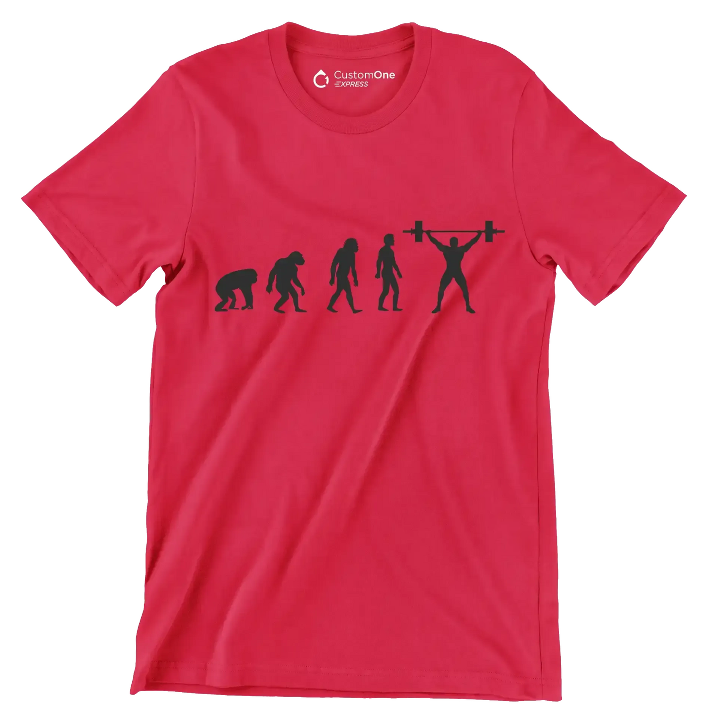 Human Evolution - Gym Themed T-Shirt-Red-S-Custom One Express