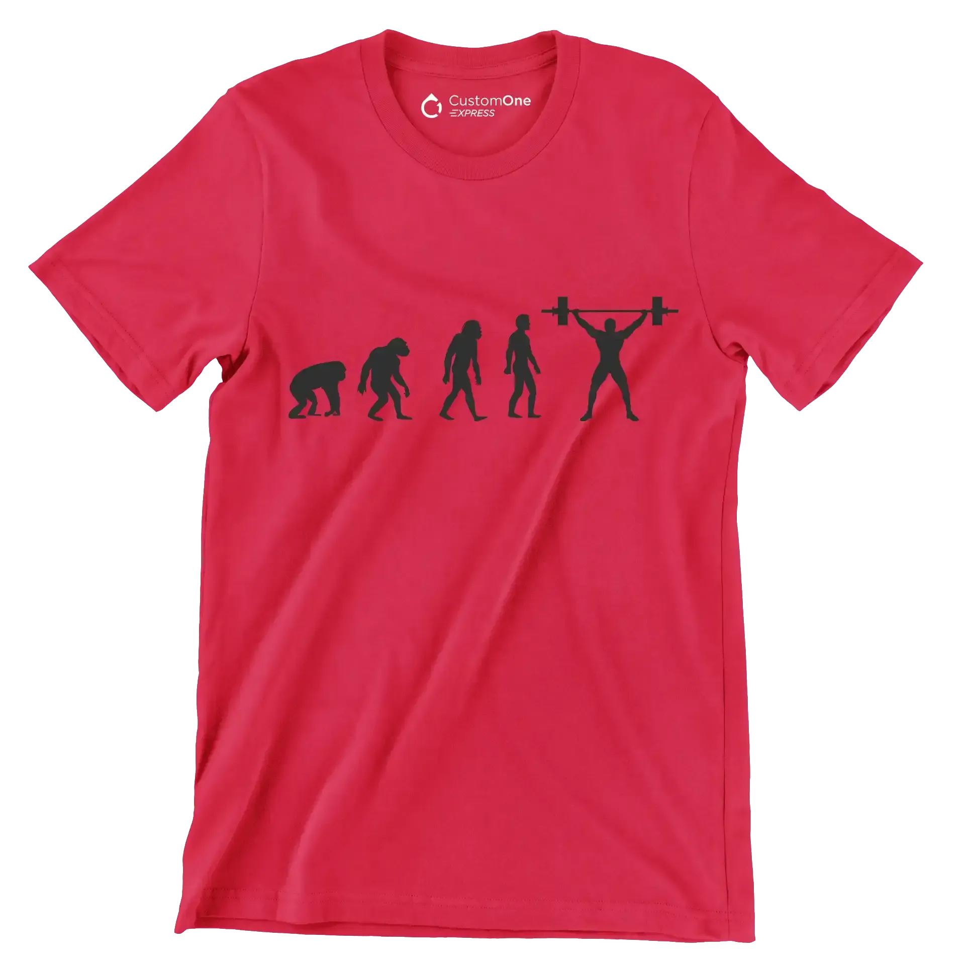 Human Evolution - Gym Themed T-Shirt-Red-S-Custom One Express