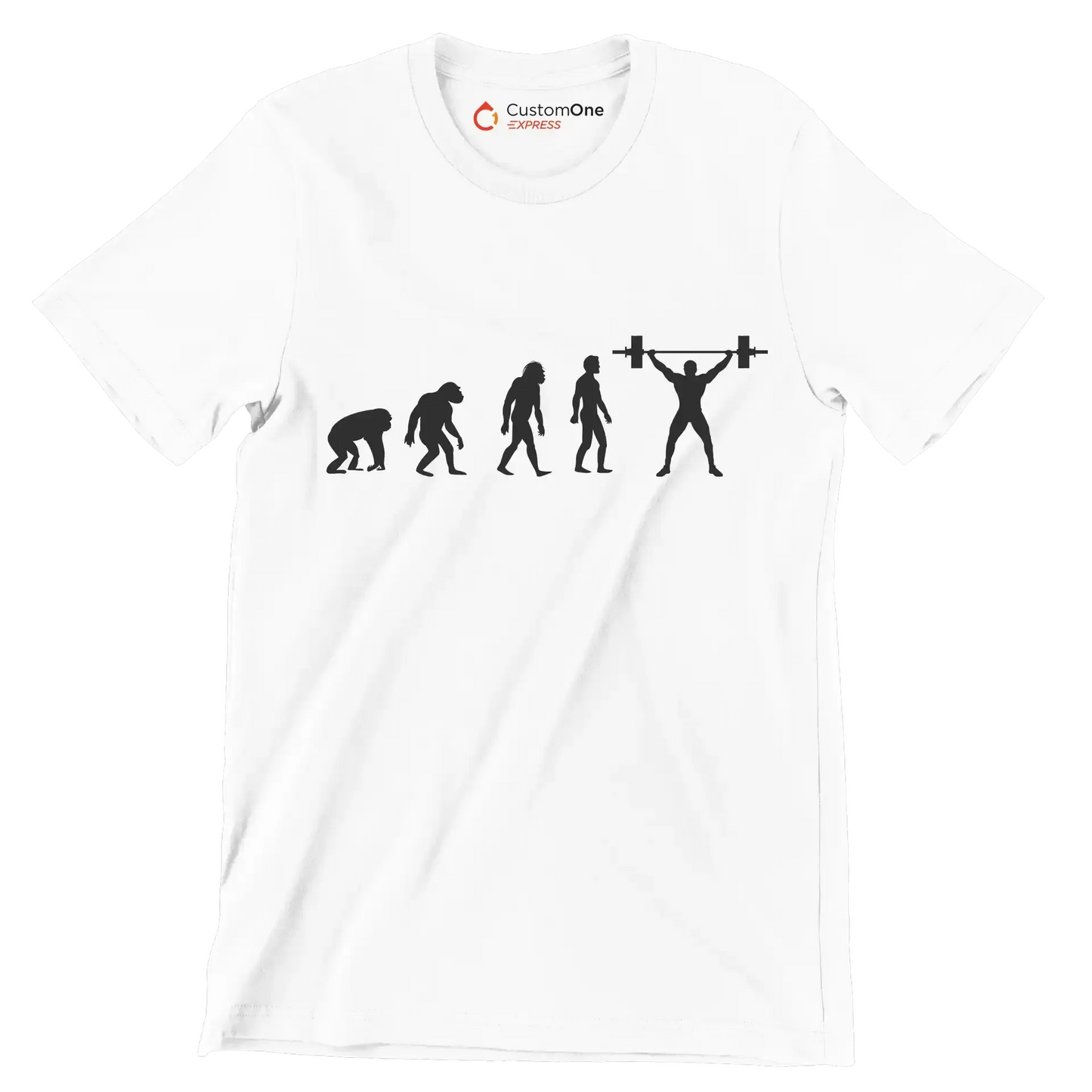 Human Evolution - Gym Themed T-Shirt-White-S-Custom One Express