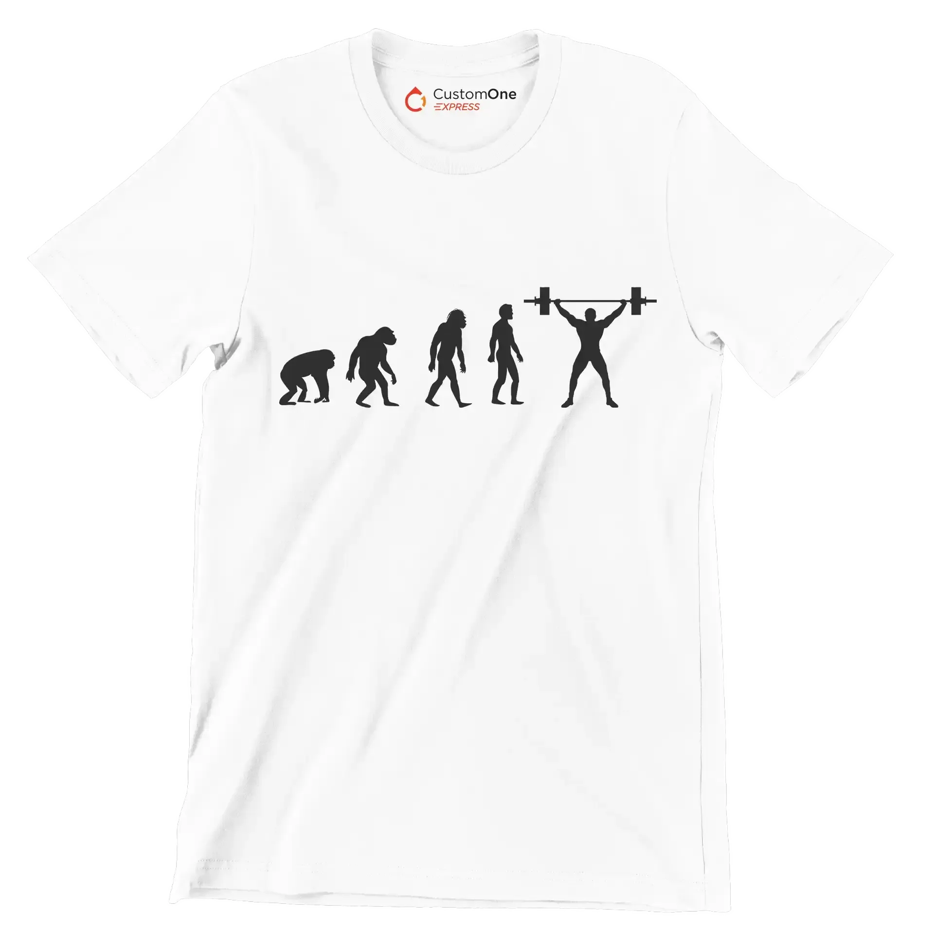 Human Evolution - Gym Themed T-Shirt-White-S-Custom One Express