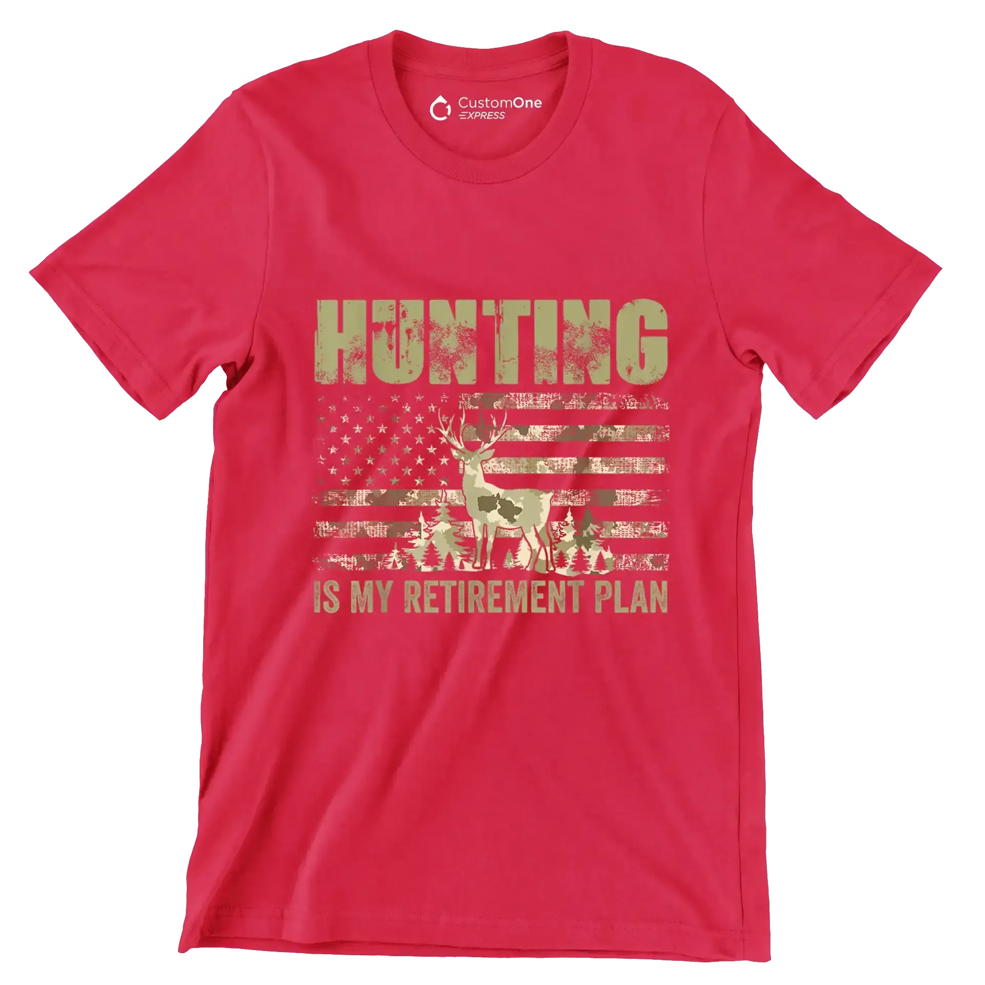 Hunting is my retirement plan - Retirement Themed T-Shirt-Red-S-Custom One Express