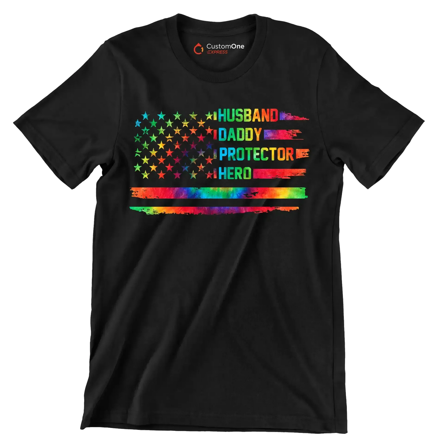 Husband Daddy Protector Hero - Father’s Day T-Shirt-Black-S-Custom One Express