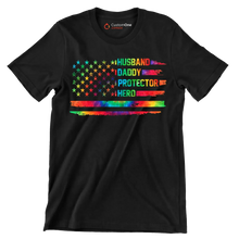 Husband Daddy Protector Hero - Father’s Day T-Shirt-Black-S-Custom One Express