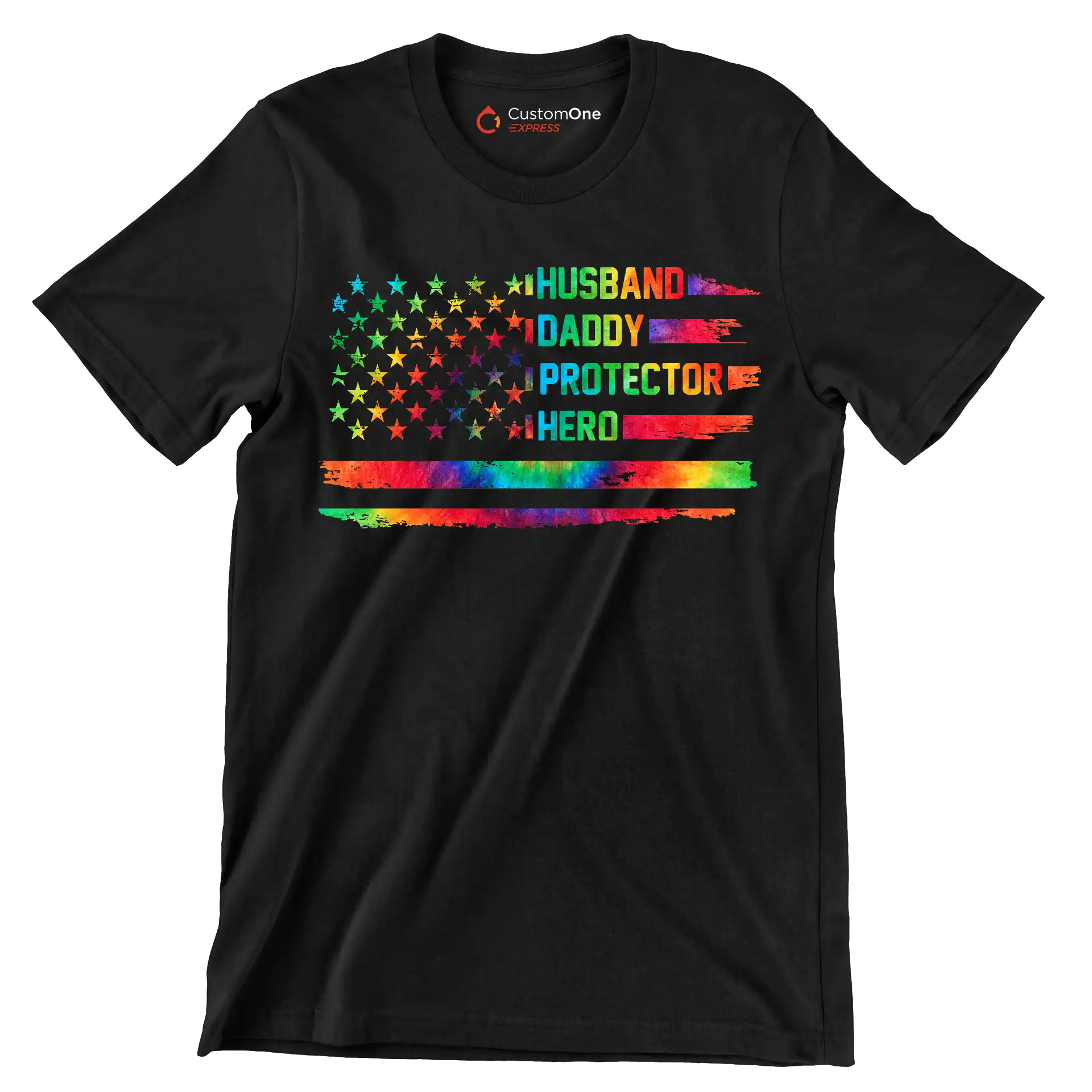 Husband Daddy Protector Hero - Father’s Day T-Shirt-Black-S-Custom One Express