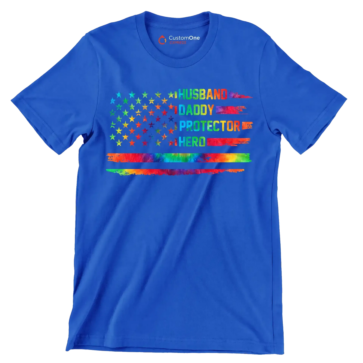 Husband Daddy Protector Hero - Father’s Day T-Shirt-Blue-S-Custom One Express