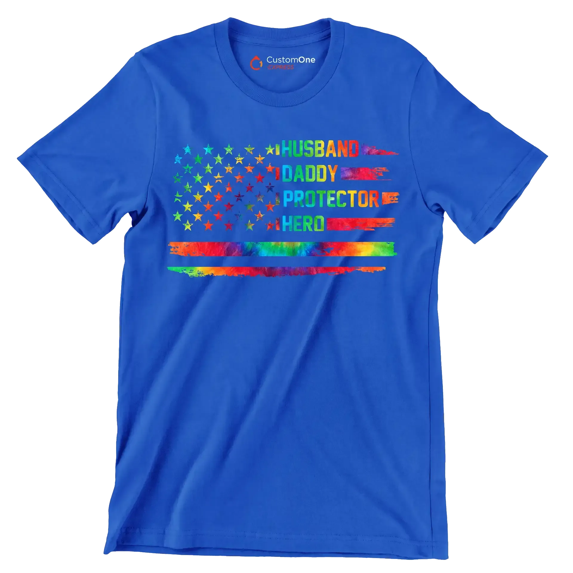 Husband Daddy Protector Hero - Father’s Day T-Shirt-Blue-S-Custom One Express