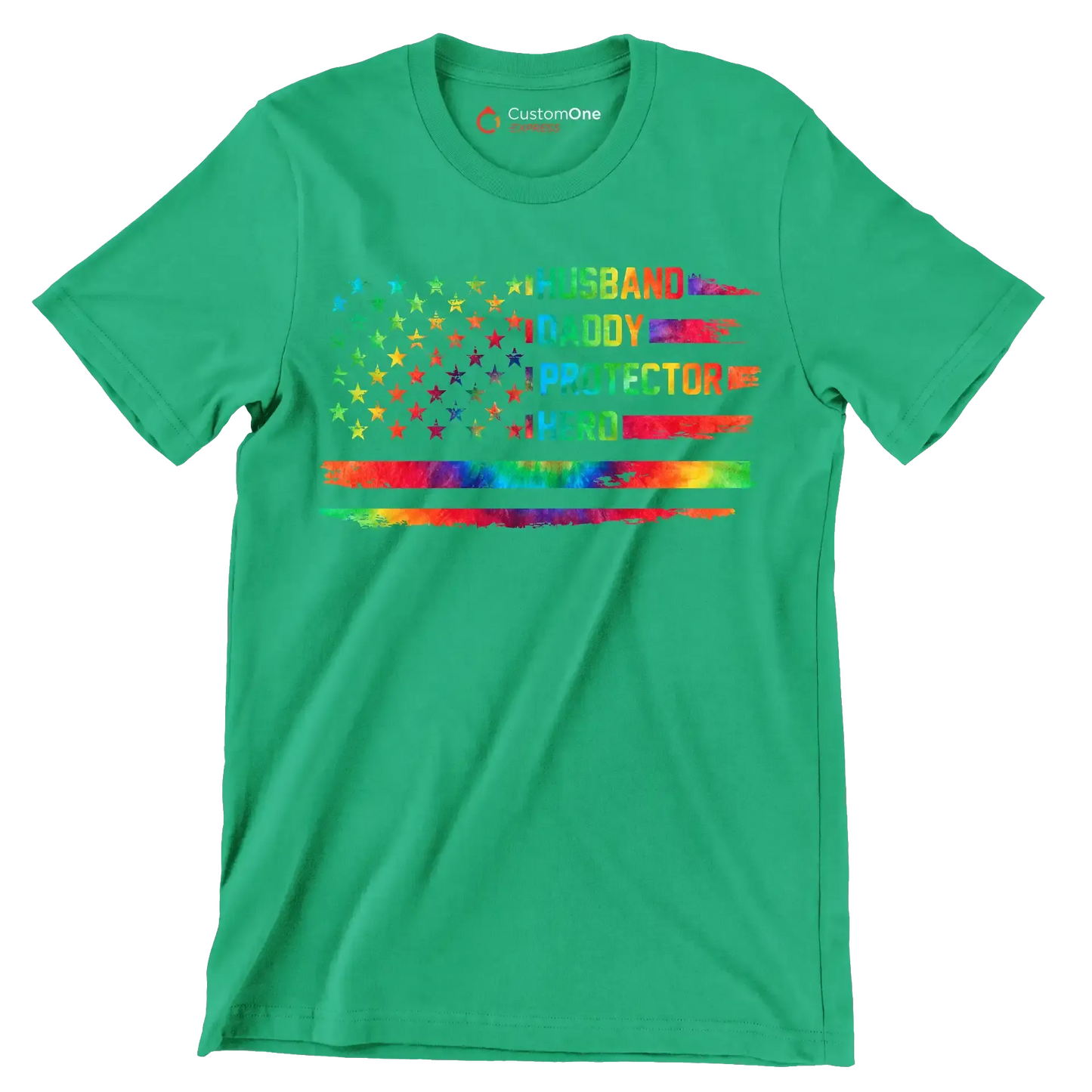Husband Daddy Protector Hero - Father’s Day T-Shirt-Green-S-Custom One Express