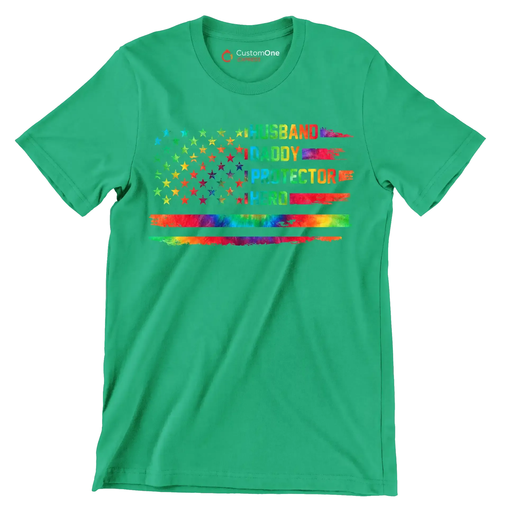 Husband Daddy Protector Hero - Father’s Day T-Shirt-Green-S-Custom One Express