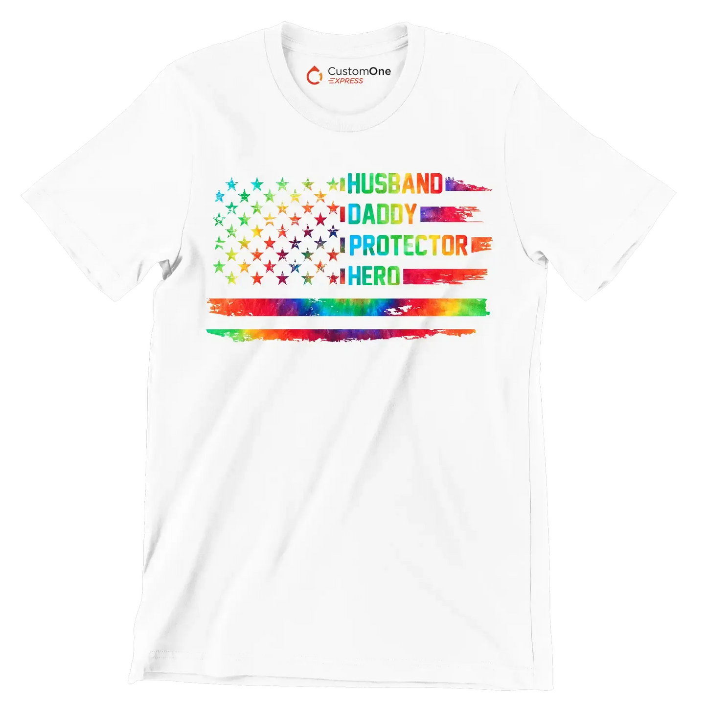 Husband Daddy Protector Hero - Father’s Day T-Shirt-White-S-Custom One Express