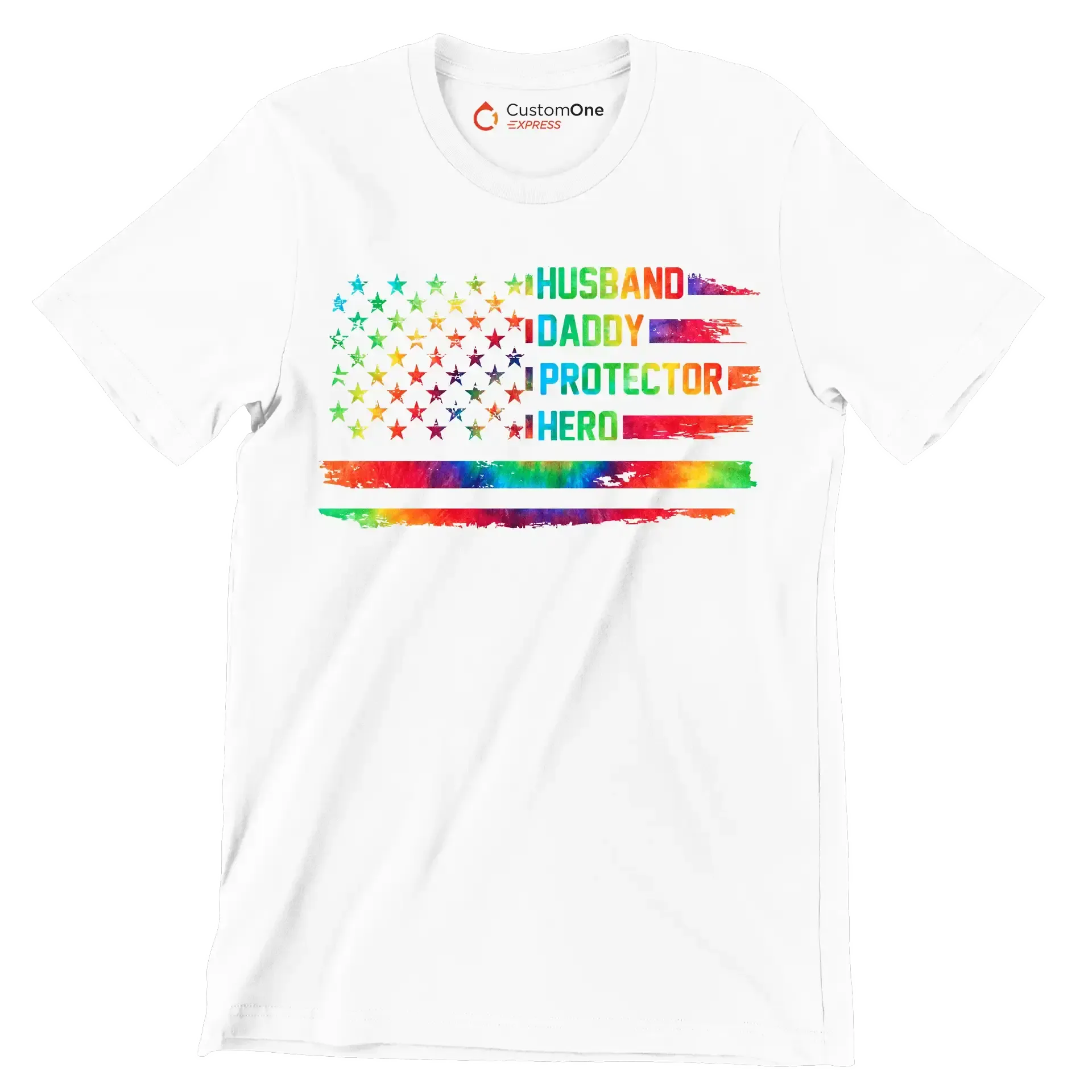 Husband Daddy Protector Hero - Father’s Day T-Shirt-White-S-Custom One Express