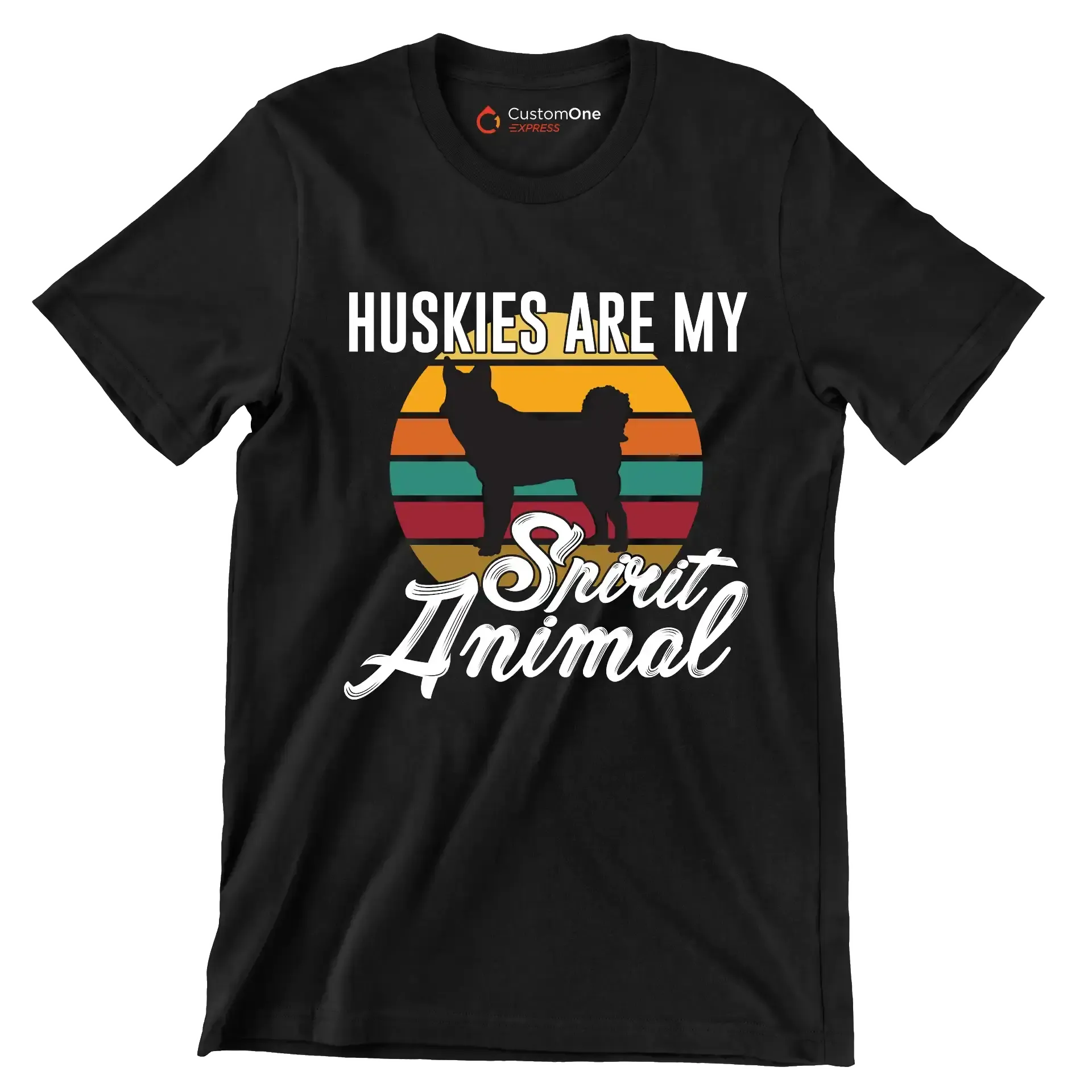 Huskies are my spirit animal - Dog Themed T-Shirt-Black-S-Custom One Express