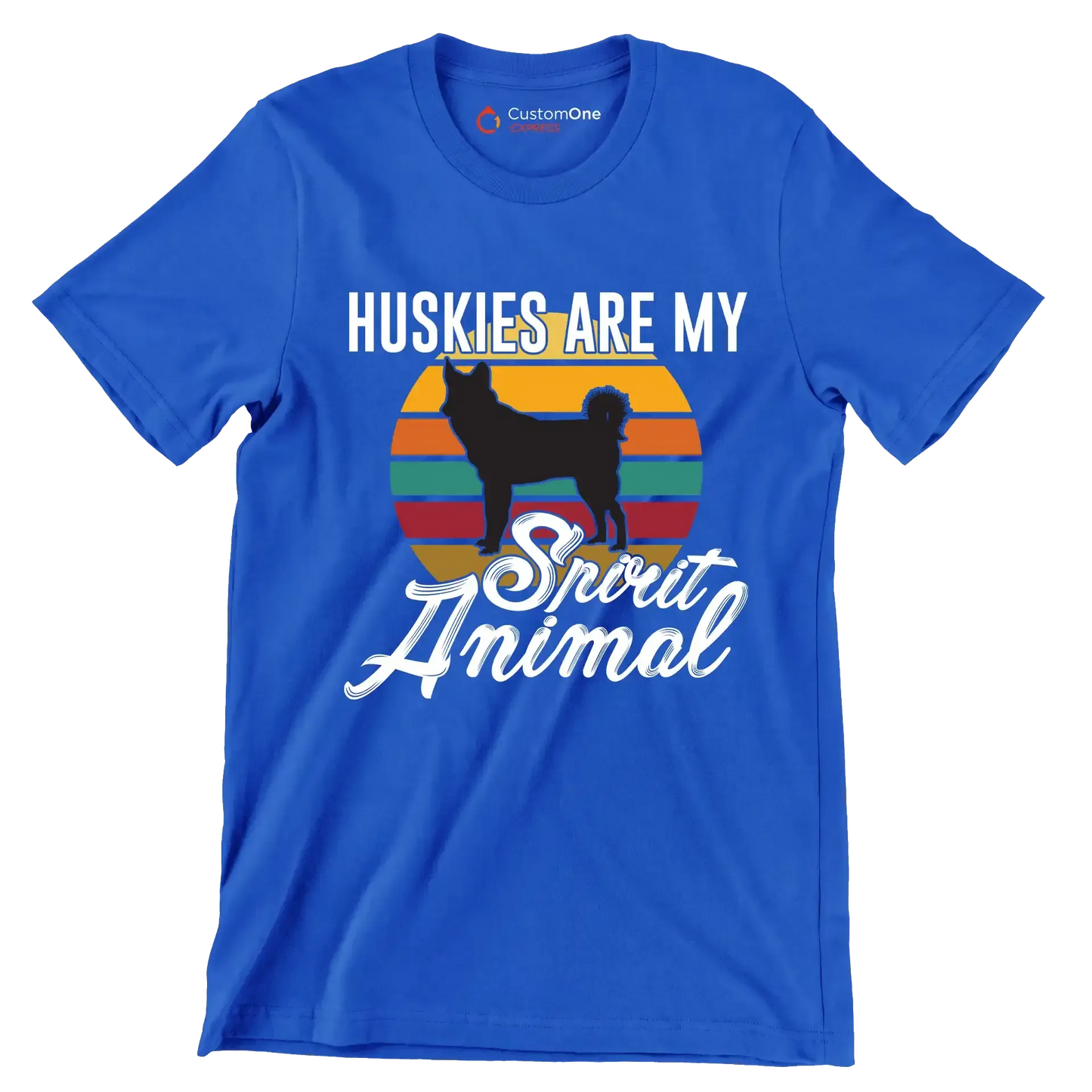 Huskies are my spirit animal - Dog Themed T-Shirt-Blue-S-Custom One Express
