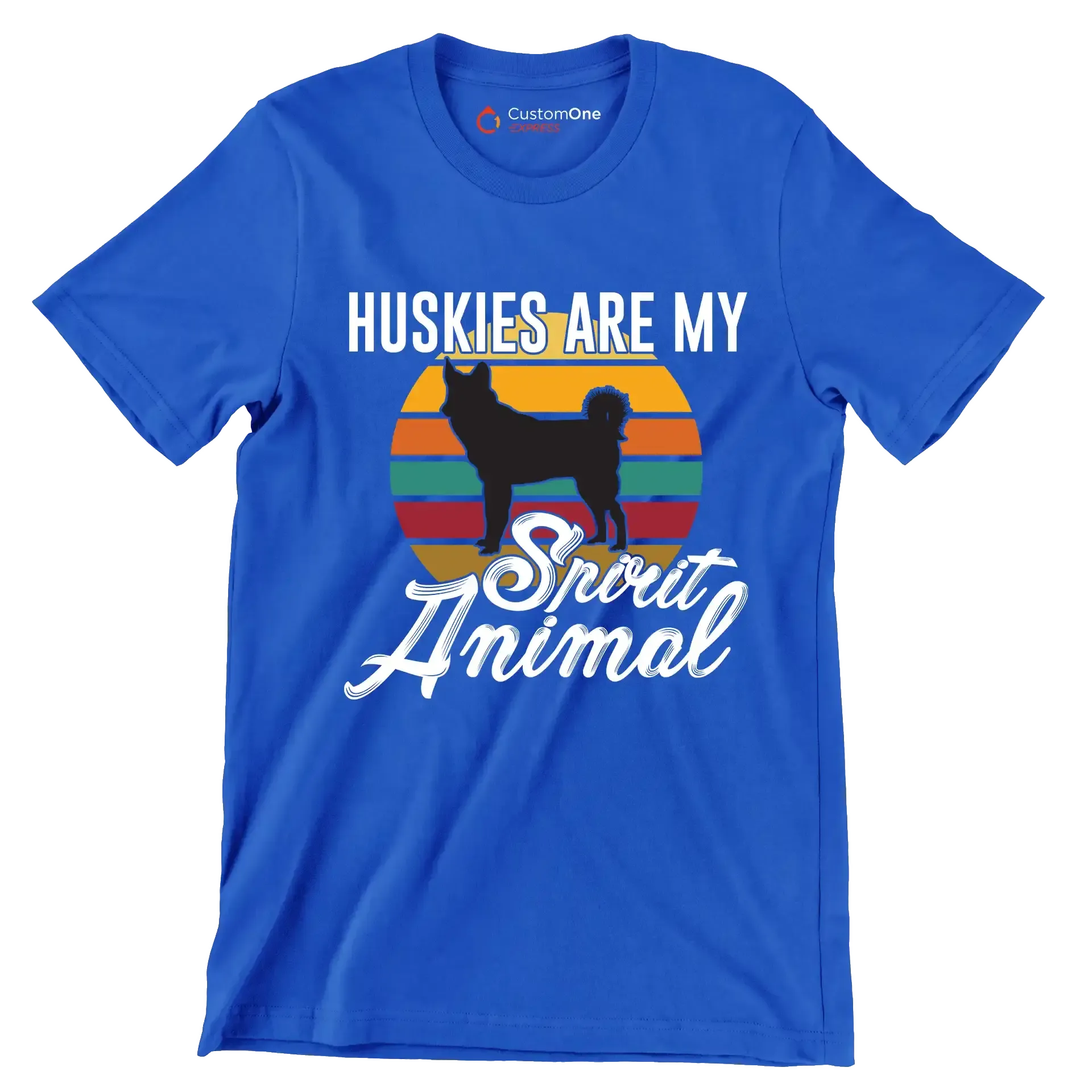 Huskies are my spirit animal - Dog Themed T-Shirt-Blue-S-Custom One Express