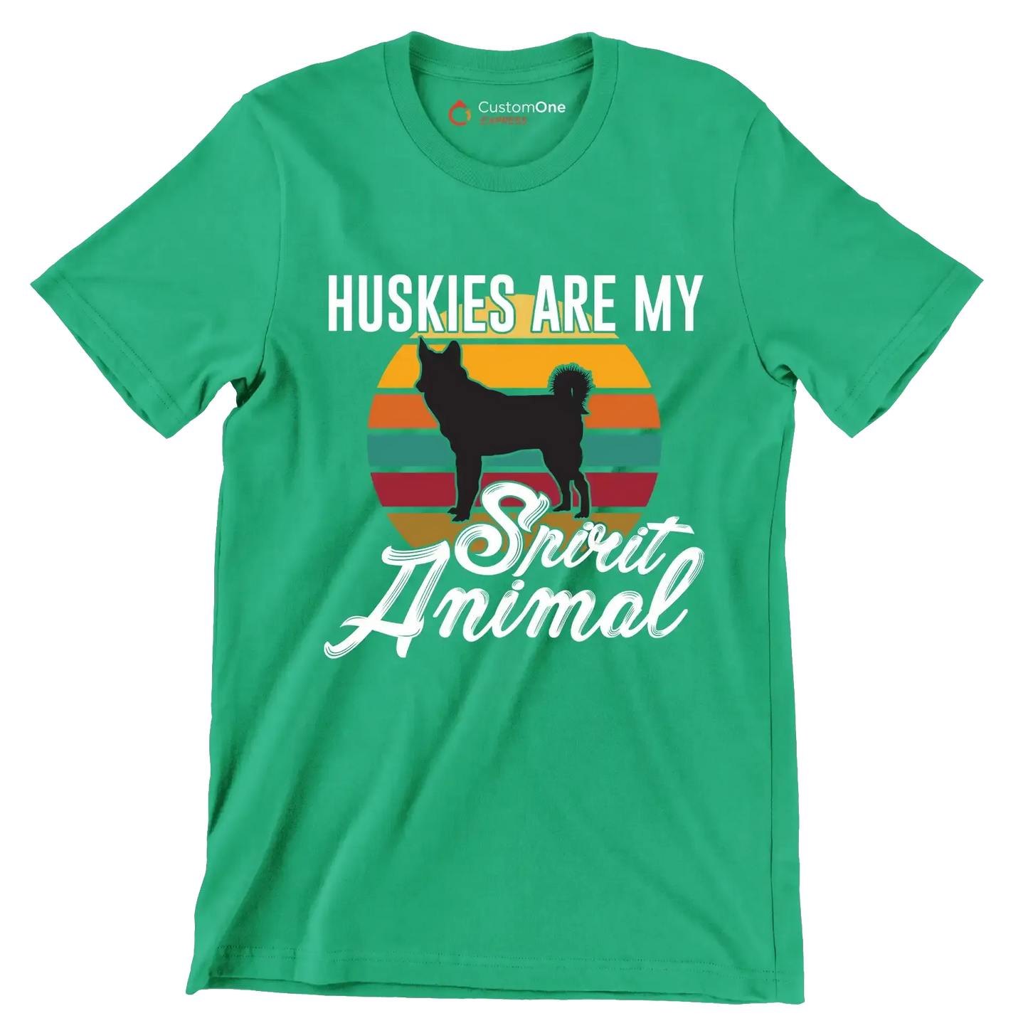 Huskies are my spirit animal - Dog Themed T-Shirt-Green-S-Custom One Express