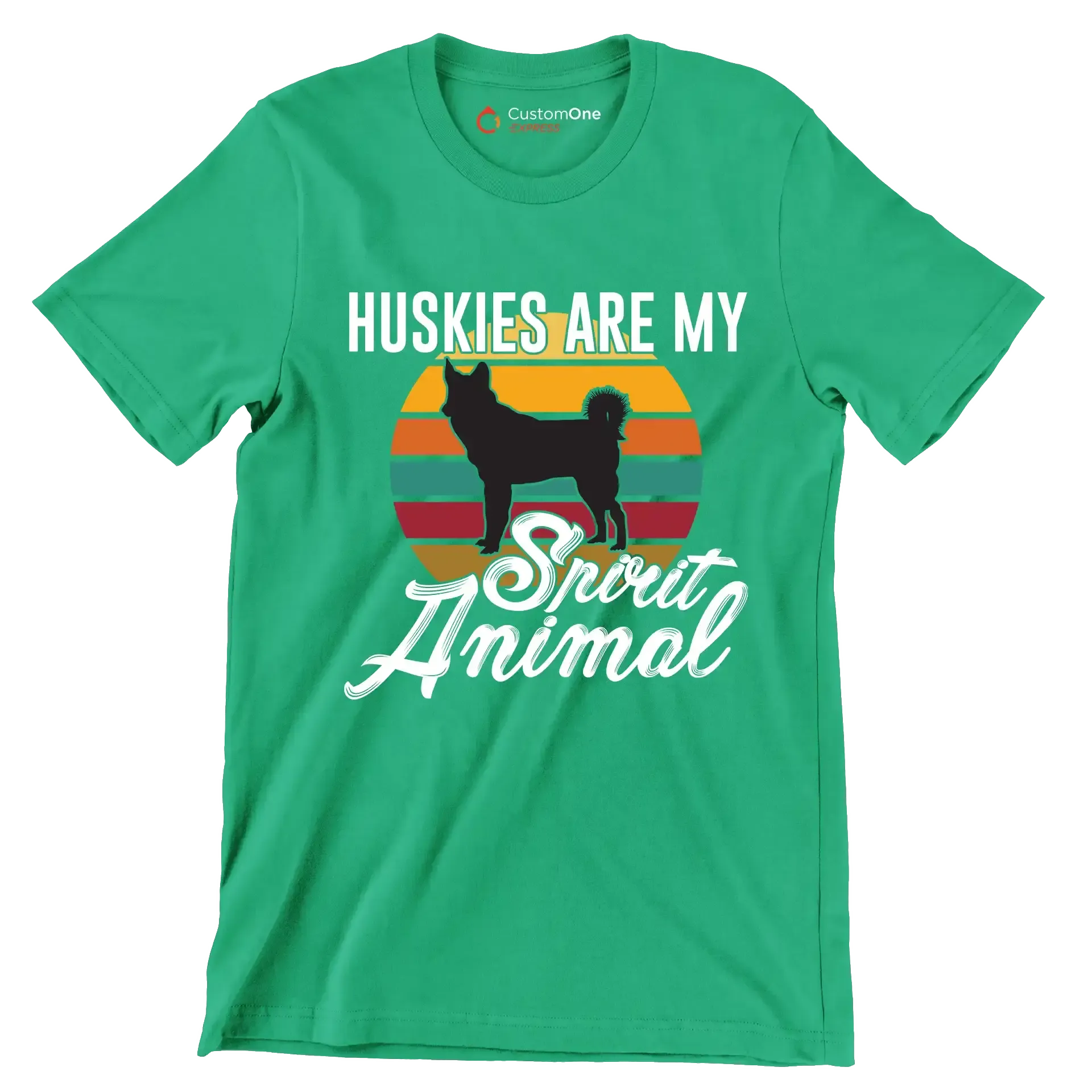 Huskies are my spirit animal - Dog Themed T-Shirt-Green-S-Custom One Express